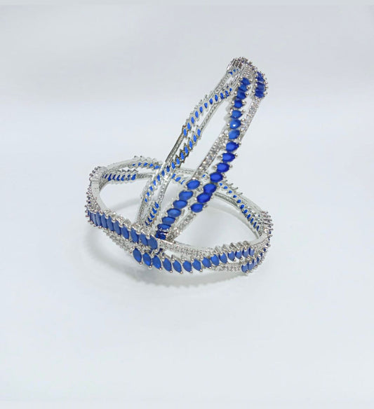Sliver Bangle With Blue Gemstones