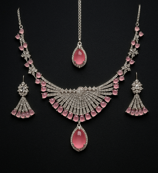 Pink Stones And Silver Accents