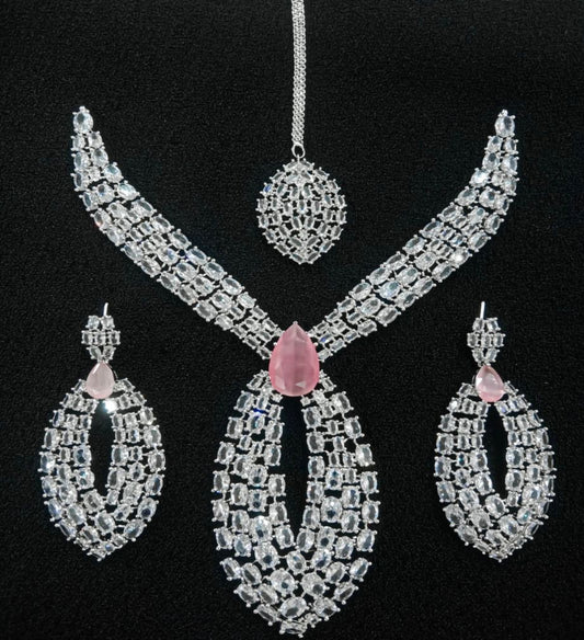 Silver-Tone Metal, Brilliant-Cut White Stones, And a Soft Pink