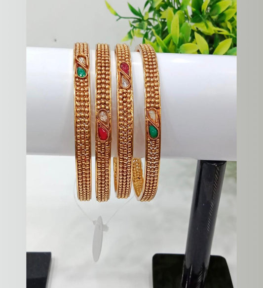 Gold-Plated Multicolor Stone Bangles Set of 4 | Traditional & Festive bangle