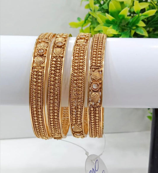 Gold-Plated Traditional Bangles Set