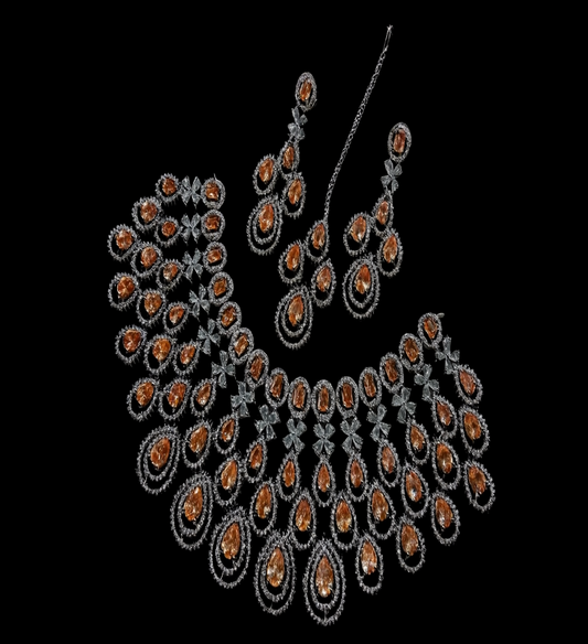 Ornate Necklace With Brown Gemstones